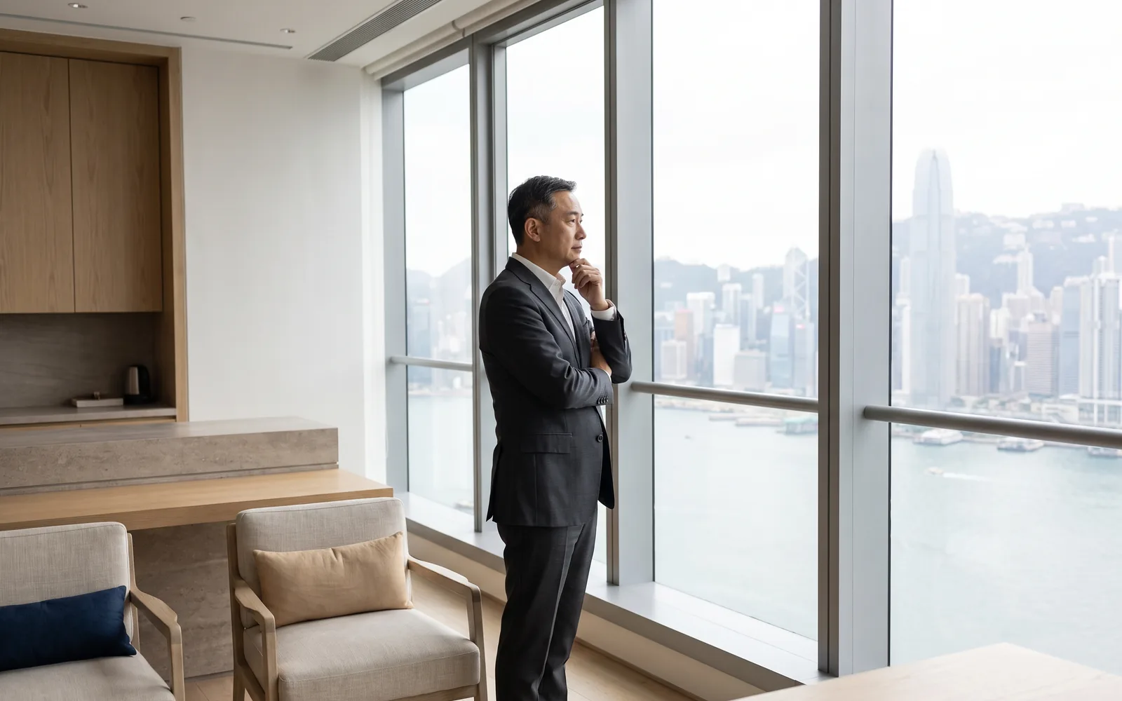 A senior executive at work in Hong Kong
